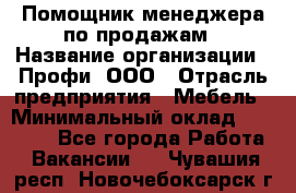 Помощник менеджера по продажам › Название организации ­ Профи, ООО › Отрасль предприятия ­ Мебель › Минимальный оклад ­ 60 000 - Все города Работа » Вакансии   . Чувашия респ.,Новочебоксарск г.